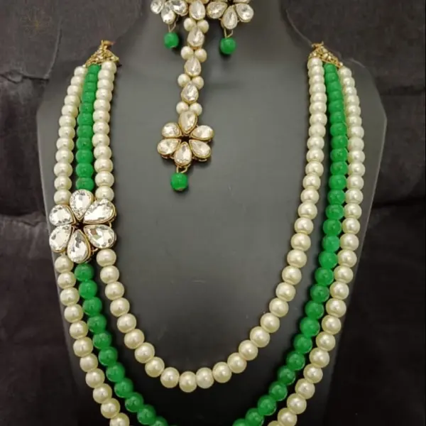 Multi strand Long Necklace- Green