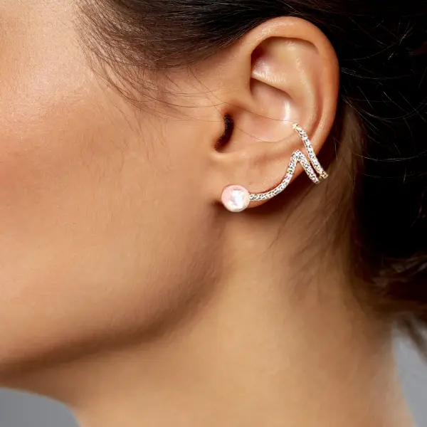 Twilight Spiral Pearl Ear Cuffs