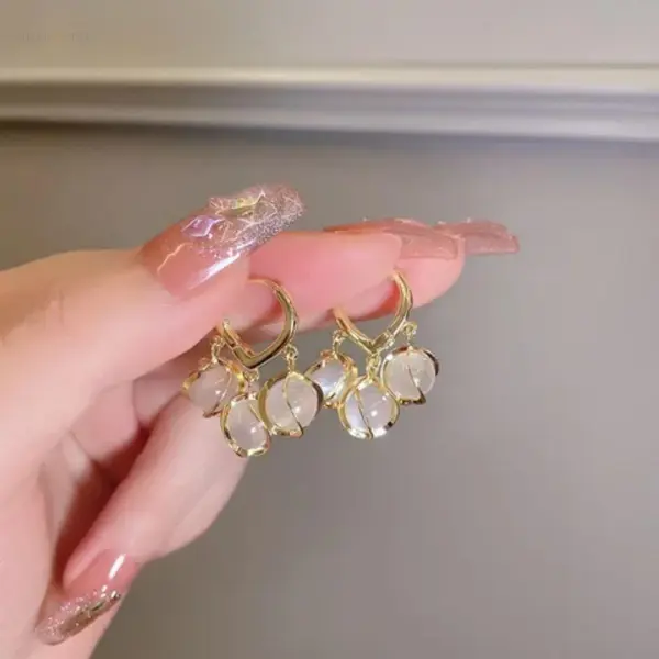 Crystal Orbit Drop Earrings