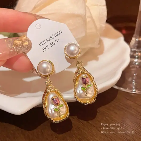 Oil Painted Pearl Drop earring