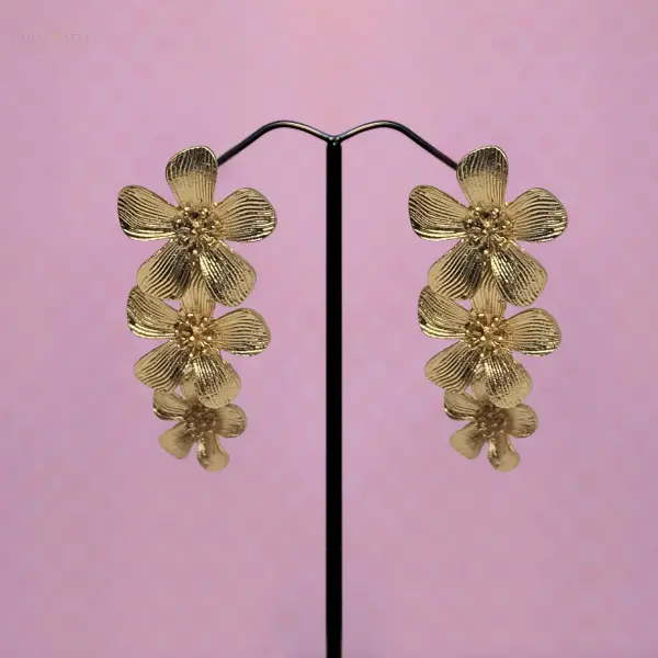 Golden Floral Cascade Earrings