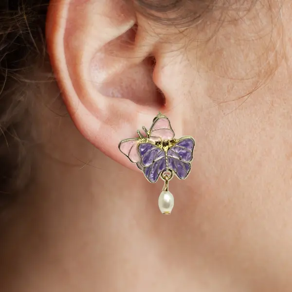 Enamel Flutter Pearl Earrings