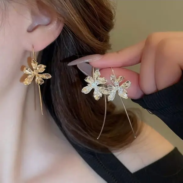 Crystal Bloom Hook Earrings