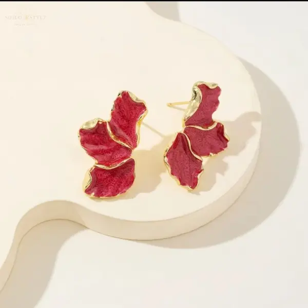 Enamel Leaf Studs