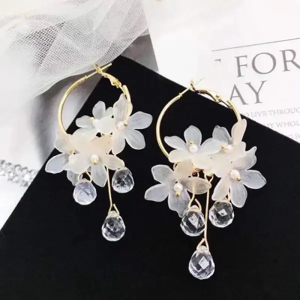 Crystal Blossom Hoop Earrings