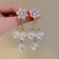 Oversized Pearl Flower Tassel Earring Thumbnail Image 3