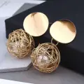 Golden Orbit Pearl Earrings Thumbnail Image 1