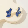 Enamel Leaf Stud- Blue Thumbnail Image 1