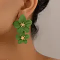 Fleur Blanche Elegance Earrings- Green Thumbnail Image 2