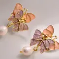 Enamel Flutter Pearl Earrings Thumbnail Image 1