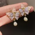 Enamel Flutter Pearl Earrings Thumbnail Image 3